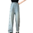thumbnail image 2 of Cute Baggy Jeans for Teen Girls Elastic Waist Wide Leg Jeans Y2𝐊 Streetwear Kids Straight Leg Denim Pants Trousers, 2 of 9