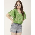 thumbnail image 6 of Moomaya Womens Printed Butterfly Sleeve Top, Button Down Summer Casual Top, 6 of 8