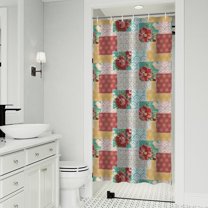 Pioneer Flower Floral Print Pattern Shower Curtain 36"x72" ,Bathroom Decorative Shower Curtains Set with 12 Hooks,Modern Waterproof Washable Shower Curtain