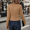 thumbnail image 5 of Women's Faux Suede Cropped Jackets Fall Casual Business Long Sleeve Open Front Blazer Jacket Coats Light Brown XL, 5 of 5