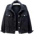 thumbnail image 1 of chamarra vaquera de color caramelo para mujer, ajuste relajado, casual, chamarra de camionero Negro - CH Negro - CH Xishao ropa, 1 of 2