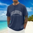 thumbnail image 2 of Telankuip 2026 Summer Mens T Shirts Fashion Letter Printed Raglan Sleeve Round Neck Athletic Tops Soft Comfortable Thin Workout Graphic Tees Simple Stylish T-Shirt for Daily Wear Navy XXXXL, 2 of 4