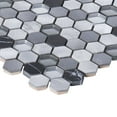 thumbnail image 4 of Modket White Calacatta Black Marble Gray Glass Aluminum Hexagon Mosaic Tile Backsplash, 4 of 5