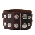 thumbnail image 3 of Cinturón de Cuero Ancho Sunnimix para Hombres y Mujeres Joyería Marrón Pulsera de Correa Multicapa, 3 of 7
