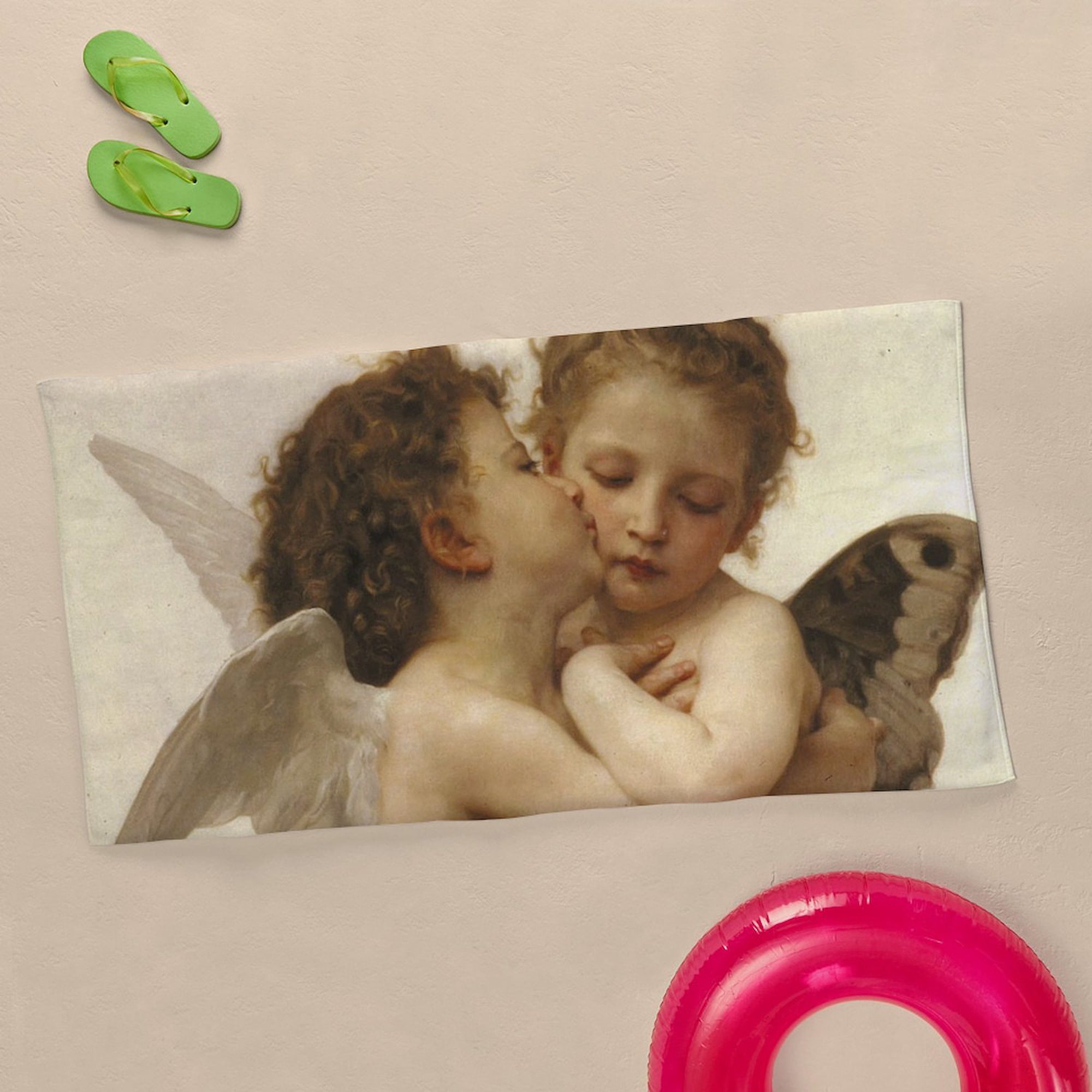 CafePress - Exquisite First Kiss Angels - Large Beach Towel, Soft 30"x60" Towel with Unique Design