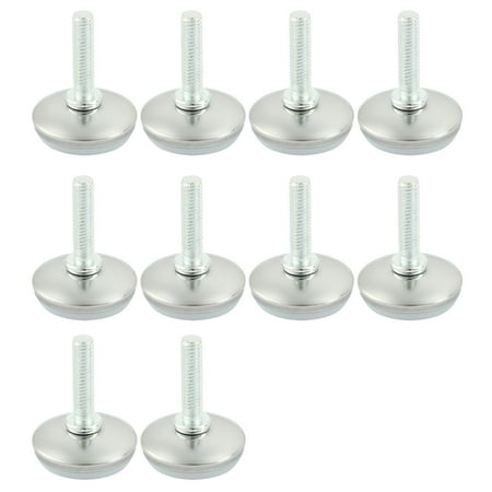 Unique Bargains Adjustable Screw On Threaded M6 x 25mm Metal Rod Leveling Support Foot 10 Pcs