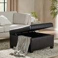 thumbnail image 2 of Noble House Drake Espresso Bonded Leather Storage Ottoman, 2 of 9