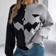 thumbnail image 5 of Drses‌‌ ‌‌‌‌‌‌‌‌‌‌‌‌‌‌‌‌Women's Halloween Knit Sweater - Pumpkin Long Sleeve Crew Neck Casual Pullover Top, 5 of 6