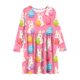 thumbnail image 3 of Vestido de manga larga con cuello redondo para niñas, vestido elástico de manga larga, corte A, estilo patinador con volantes, vestido de recital escolar, vestido de manga larga con cuello redondo par, 3 of 6