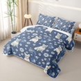 thumbnail image 3 of Manfei C French Bulldog Bed Spread Queen, Daisy Flower Queen Coverlet Set, Slate Blue, 3 Pieces, 1 Quilt and 2 Pillowcases, 3 of 7