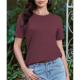 thumbnail image 4 of Camisetas de Verano para Mujer, Informales, de Corta con Bolsillo, Cuello Redondo, Corte Clásico Vino Tinto S, 4 of 6