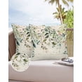 thumbnail image 6 of Pack of 2 Outdoor Pillow Covers, Green Leaves Vintage Pink Floral Sage Eucalyptus Leaf Waterproof Square Throw Pillowcase Cushion Decorative Pillow Covers for Couch Patio Tent, 18x18 in, 6 of 6
