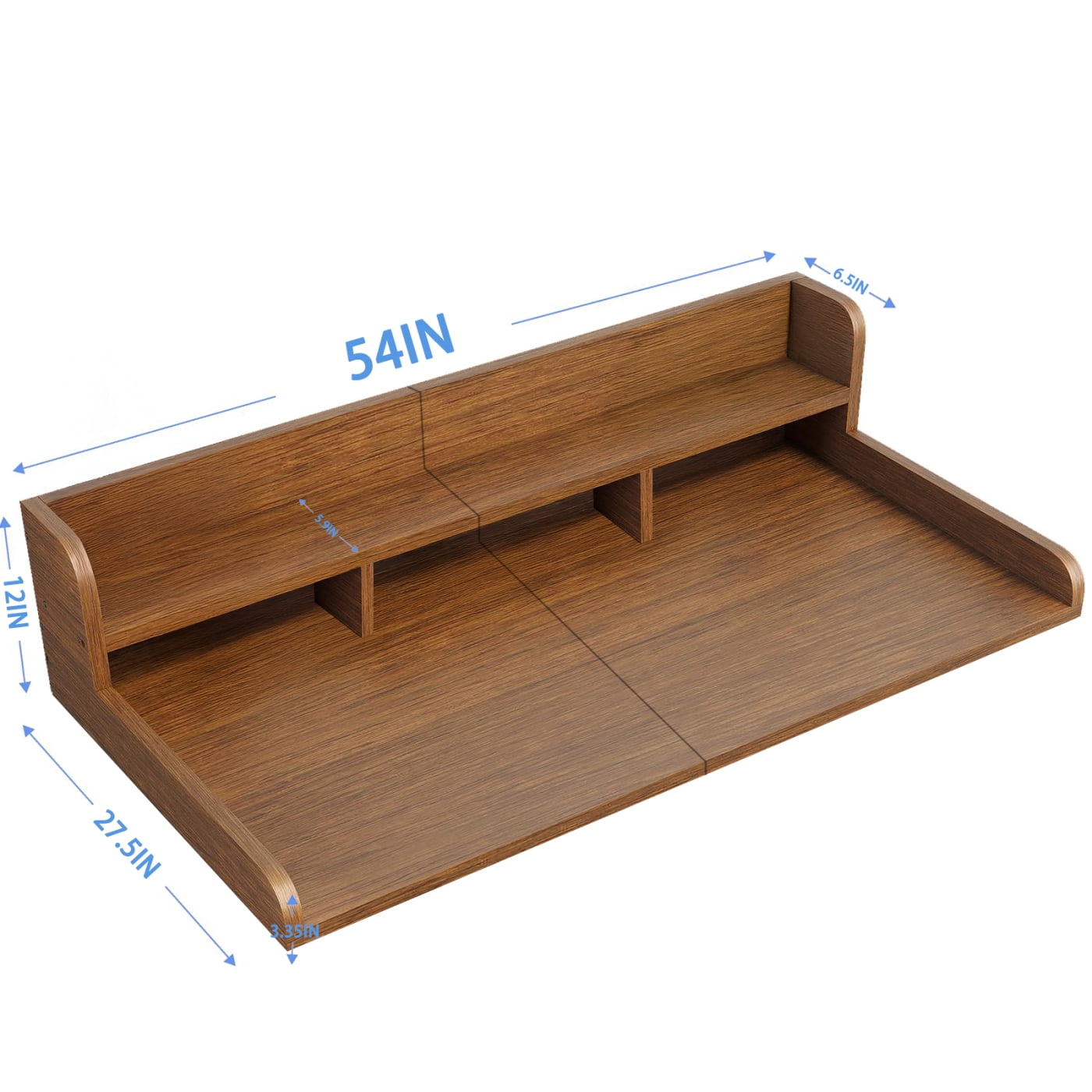 Washer Dryer Waterproof Countertop, Laundry Wood Shelf Topper with 2.75 Railimgs Edge, 54" x 27.5" Double Layer Organizer for Washer and Dryer Laundry Hamper Counter Storage Organization, Walnut