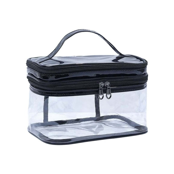 Momihoom Clear Makeup Case, Transparent Double Layer Toiletry Bag, Waterproof PVC Travel Cosmetic Case for Skincare Products