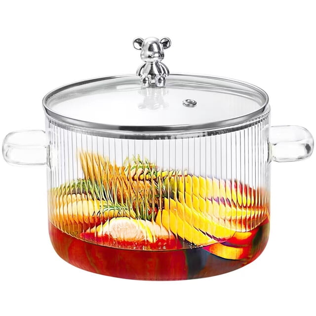 Cacerola Jucoan de vidrio transparente con tapa, 1,8 L