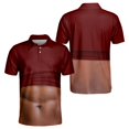 thumbnail image 4 of OIOLOYJM Golf Shirts for Men 3D Print Creativity Performance Short-Sleeve Mesh Casual Quick Dry Breathable Polo Shirts Trendy Cute Cuteout Collared Tee Shirts Red 2XL, 4 of 5