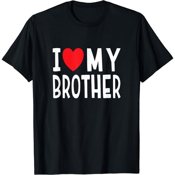 Family Sibling I Love My Brother Heart T-Shirt Black Small
