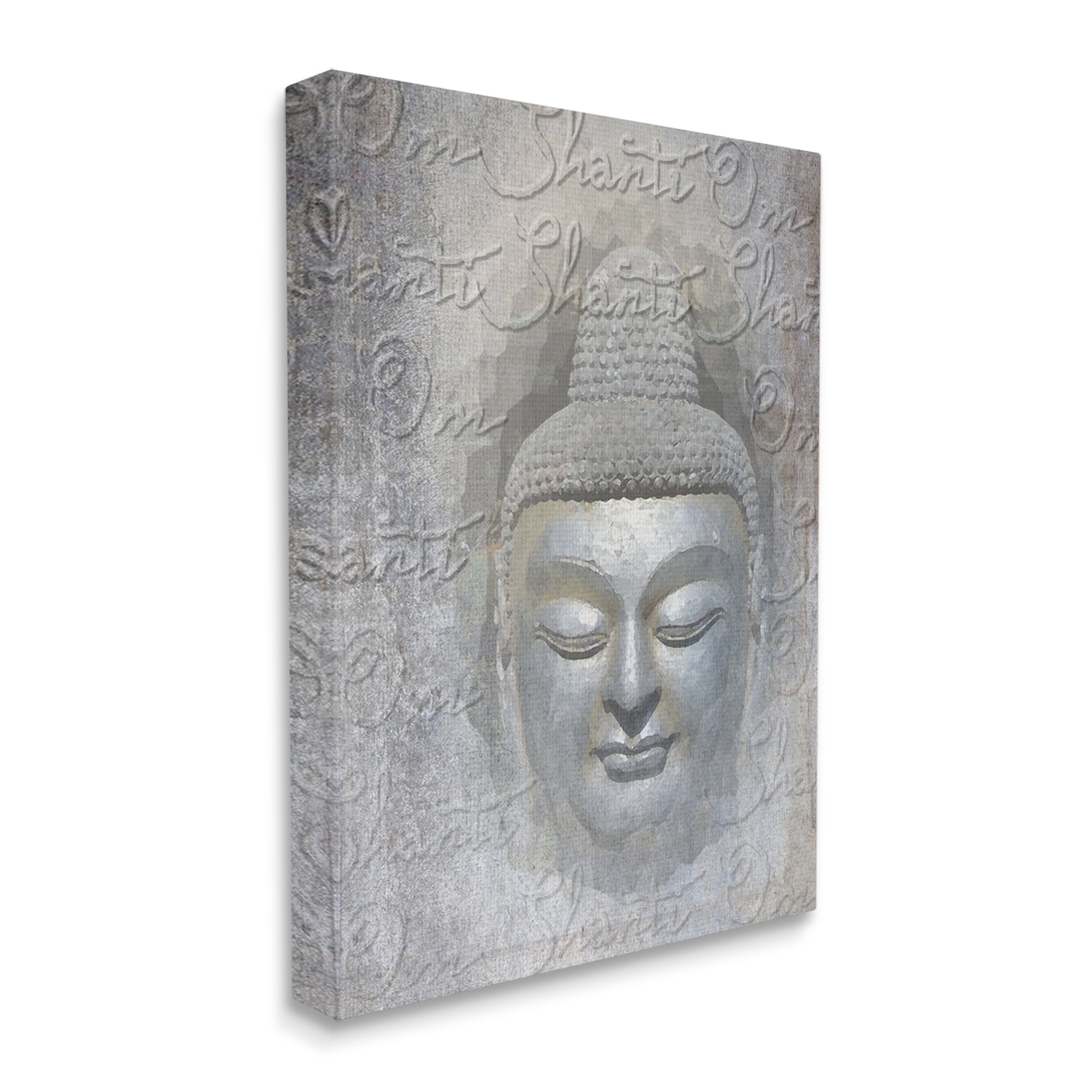 Stupell Industries Layered Buddha Spiritual Words Script Om Shanti Mantra Graphic Art Gallery Wrapped Canvas Print Wall Art, Design by Graffitee Studios