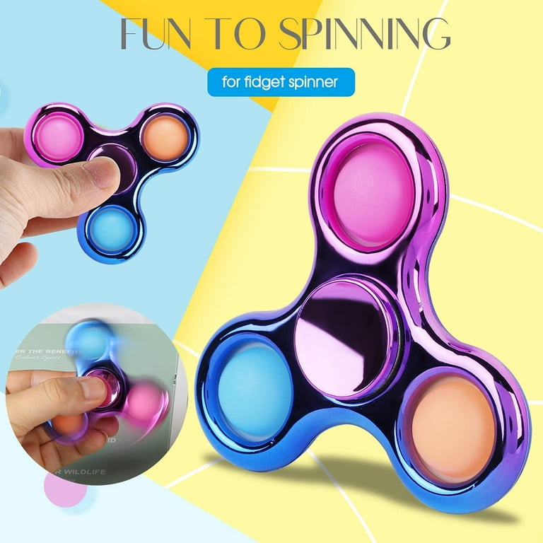Pop Simple Fidget Spinner 3 Pack, Push Metal-Looking Fidget Spinners, Bubble Rainbow Fidget Toys Spinners for ADHD Anxiety, Stress Relief Toy Party Favor for Kids - Walmart.com