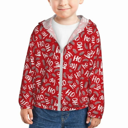 

Lukts Hohoho3 Print Children s Long-Sleeved Sun Protection Clothing Hooded Sweatshirts for Boys and Girls Outdoor Sports-4 Years