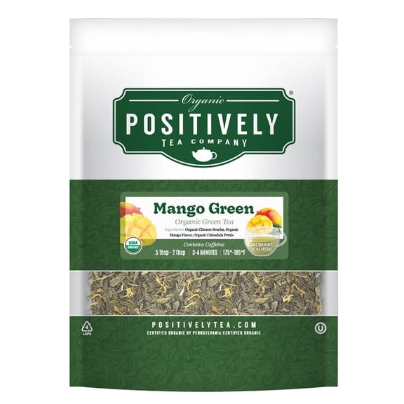 Positively Tea's Organic Mango Green Tea, Loose Leaf, 1 Pound Bag