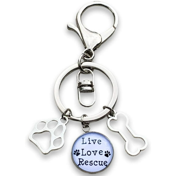 Infinity Collection Pet Rescue Jewelry, Live Love Rescue Keychain - Paw Print Jewelry, for Dog and Cat Owners