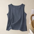 thumbnail image 2 of yillto Cotton Linen Tank for Womens Sleeveless Round Neck Loose Tops Crop Casual Summer Shirts Tanks, 2 of 5