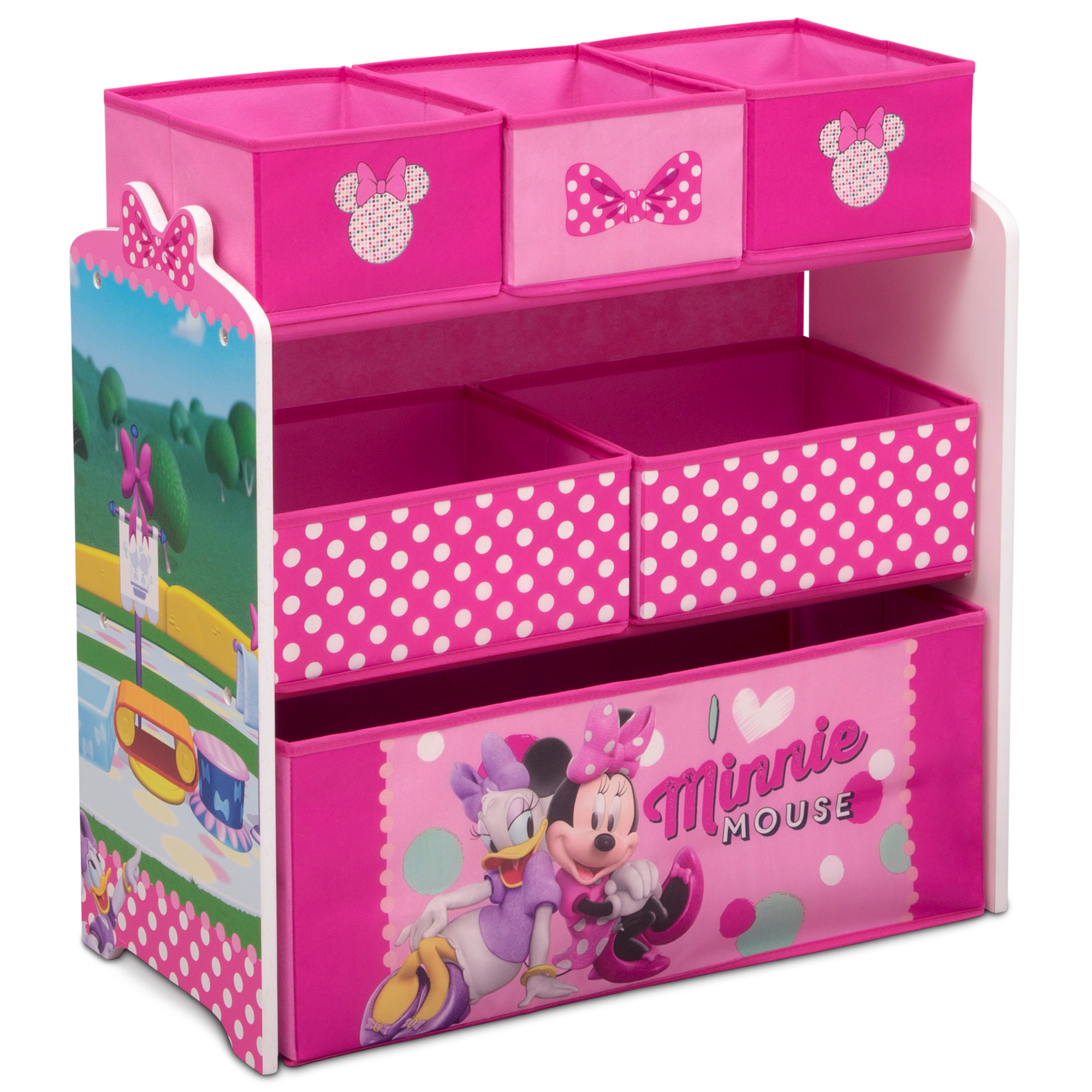 Minnie Mouse Toy Box Toddler Disney Graphic Prints Toy Storage Bins with Vinyl Cling Stickers, Pink, 1 Pack