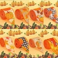 thumbnail image 4 of Orange Pumpkin Ribbon Autumn Harvest Overlock Ribbon 180 Inches of Craft Ribbon, 4 of 9