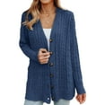 thumbnail image 2 of Cardigans For Women Button Down Cardigan Sweaters Chunky Cable Knit Sweater Long Open Front Cardigans Sweater Coat Cogild, 2 of 5