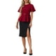 thumbnail image 2 of Blusa peplum para mujer Inspire Chic, cuello redondo, mangas acampanadas, cintura con cinturón, blusa de oficina, L roja, 2 of 6