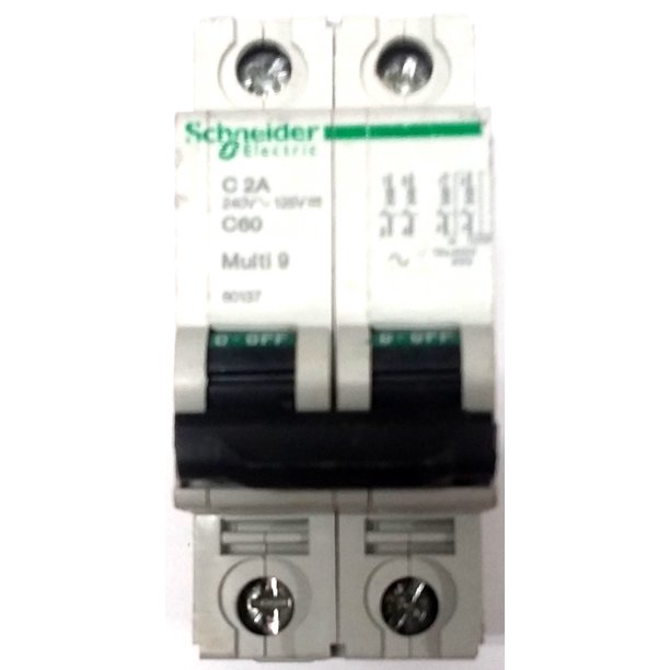 Schneider multi 9 C60 C 2A 2aA 2P 120/240V DIN rail circuit breaker