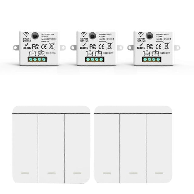 RF 433Mhz Relay Receiver with 2x 3Gang Panel Switch