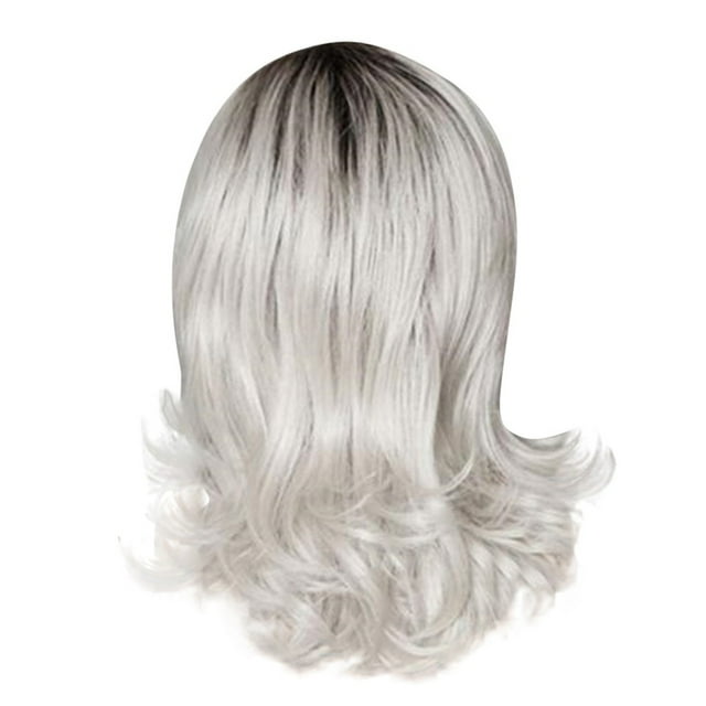 Women's Gray Short Wave Wig - 65cm High Temperature Silk - Adjustable Rose Net - Perfect for Daily Use & Festive Occasions