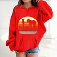 thumbnail image 2 of Big Girls Hoodies Sweatshirts Winter Warm Pullover With Pocket Cute Horse Print Long Sleeve Hooded Sweatshirt Kids Clothes Red Size 12-13T, 2 of 4