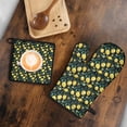 thumbnail image 5 of Yellow Lemon Fruit Flowers Black Pattern Kitchen Oven Mitt and Pot Holder Sets 2 Pcs for Baking, Cooking and Grilling, Heat Resistant Up To 392 °F, 5 of 7
