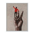 thumbnail image 1 of Designart Signe de victoire avec l'homme avec le bras levé ART MURAL À CADRE FLOTTÉ, 1 of 4