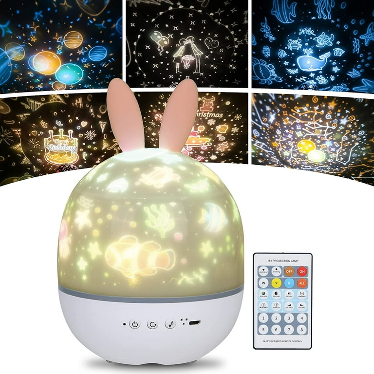 Starry Sky Projector, 360 ° Rotatable Led Music Night Light with 6  Projection Films, Snooze Lights & Timer with Remote Control for Babies,  Children