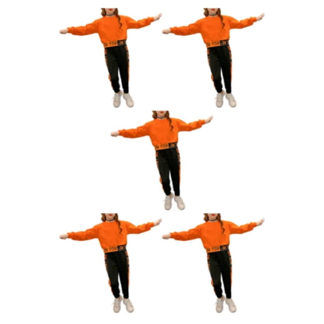 Minnieouse Viajar Senderismo Niñas Deportes Camisa Pantalones Conjunto Fiesta Correr Jogging Ejercicio Niños Tops Pantalones Naranja 110 cm Type2 NO2