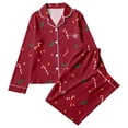 thumbnail image 4 of ZHOGXU Christmas Womens 2 Piece Pajama Sets Printed Long Sleeve Button Down Top Pant Pjs Sets Cozy Nightwear Homewear,,M, 4 of 5
