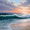 Ocean Waves Sunset Beach Seagulls, variant on UXIEQU Leopard in Pink Balls Canvas Wall Art 15.75x11.81 Inches