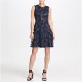 thumbnail image 1 of Vestido ajustado y acampanado DKNY con lentejuelas para mujer negro 12, 1 of 1