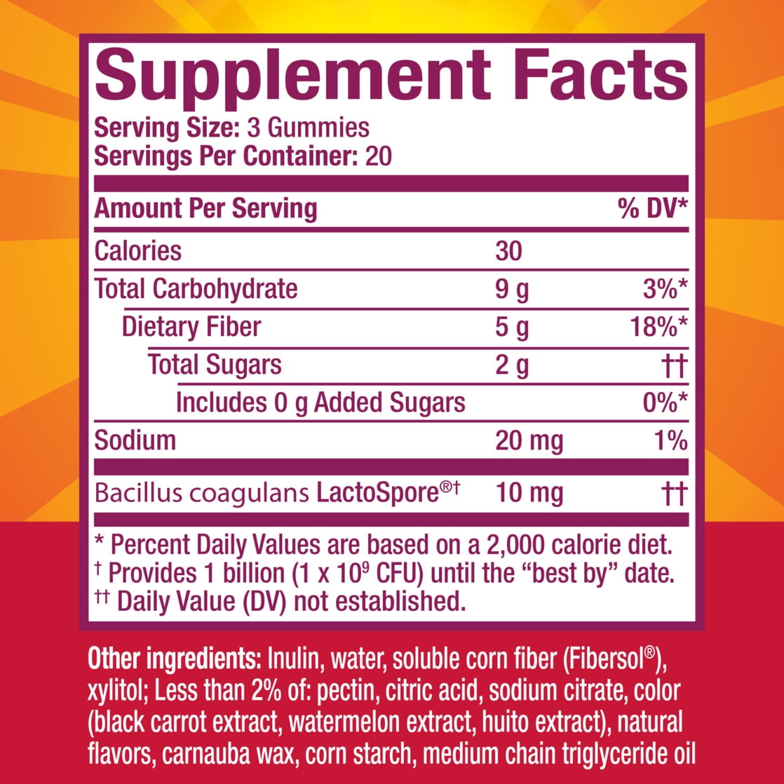 Metamucil Fiber Gummies, Probiotic Fiber Gummies, Strawberry Kiwi + Blackberry, 60 Count