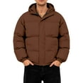 thumbnail image 3 of Men's Oversized Casual Down Jacket with Long Sleeves and Hood for Layering, Winter Comfort, and Holiday Outings,Brown,S, 3 of 9