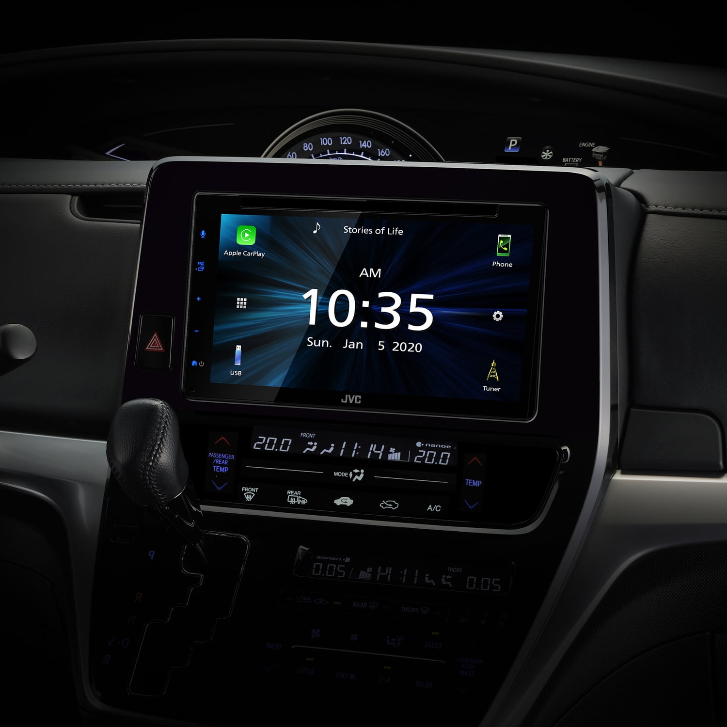 6.8-In. Double-DIN In-Dash DVD Receiver with Bluetooth, Apple CarPlay, Android Auto, and SiriusXM Ready
