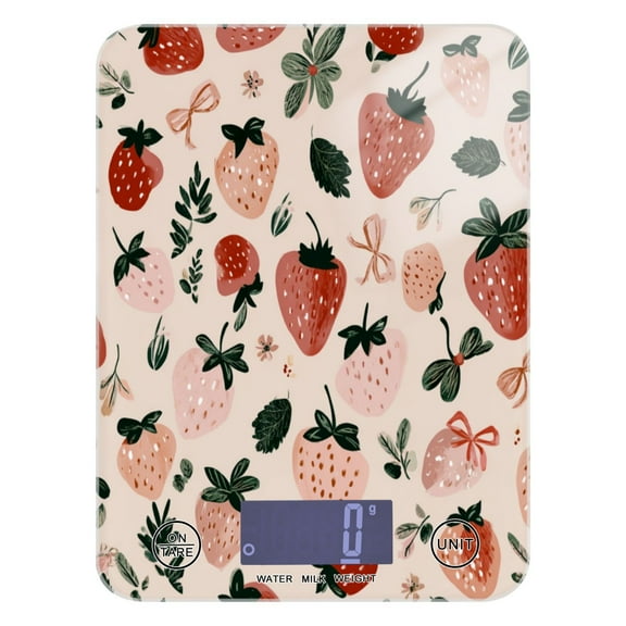 High Precision Digital Kitchen Scale Tempered Glass Food Scale Multifunction Scale Small Kitchen Appliances Cute Pinks Strawberries