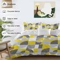 thumbnail image 3 of Mid Century Duvet Cover Set Twin Size, Yellow Grey Abstract Retro Geometric Modern 4 Piece Soft Microfiber Bedding Set with 1 Duvet Cover, 1 Flat Sheet, 2 Pillowcases, 3 of 9