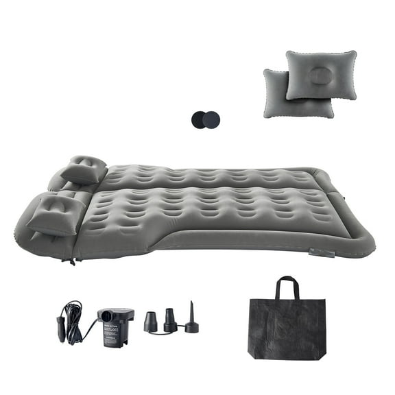 KFFKFF Inflatable Car Air Mattress, Comfortable Travel Sleeping Pad with Flocking Surface, Durable and Portable Design, Includes Air Pump, Nozzle, and Carry Bag, Compatible with Most SUV, MPV