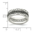 thumbnail image 2 of 925 Sterling Silver Three Piece Set Oxidized and Black Cubic Zirconia Band Rings Size 8 Ring for Women and Men, 2 of 2