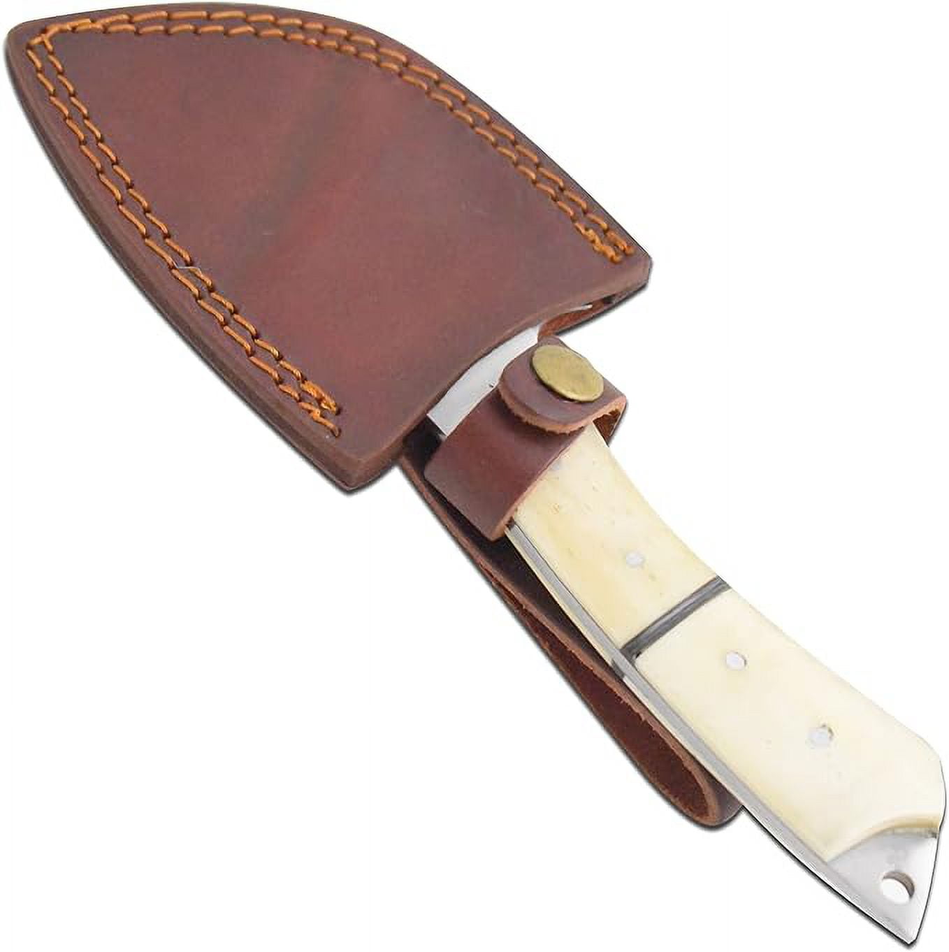 Wild Turkey Handmade 9.5" Bone Handle Gut Hook Skinner Knife with Leather Sheath